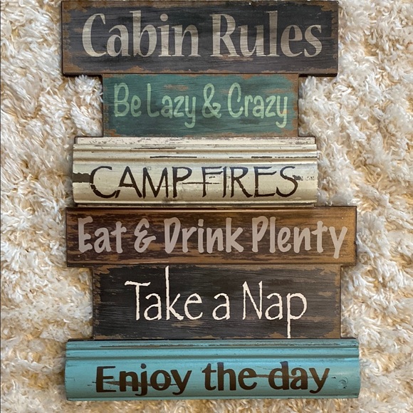 Cozy Cabin Rules Wall Art Sign - Picture 1 of 6